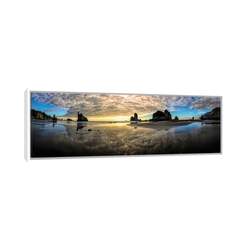"Before Sunset Motukiekie Beach West Coast New Zealand" by OLena Art Framed - White - 20x60