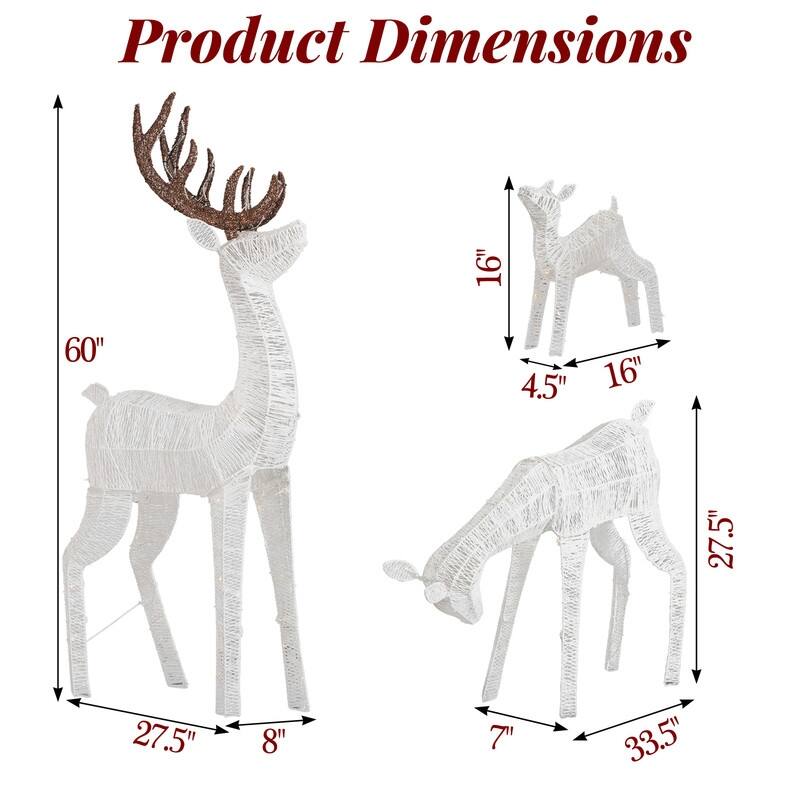 3-Piece Lighted Christmas Reindeer Family Set Outdoor Decorations