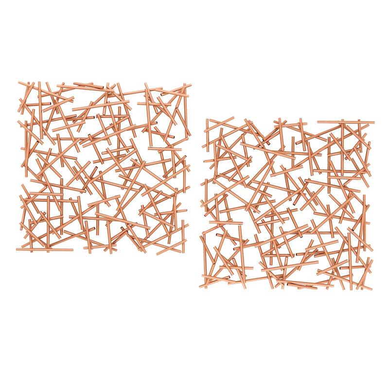 CosmoLiving by Cosmopolitan Brown or Silver Metal Overlapping Lines Geometric Wall Decor