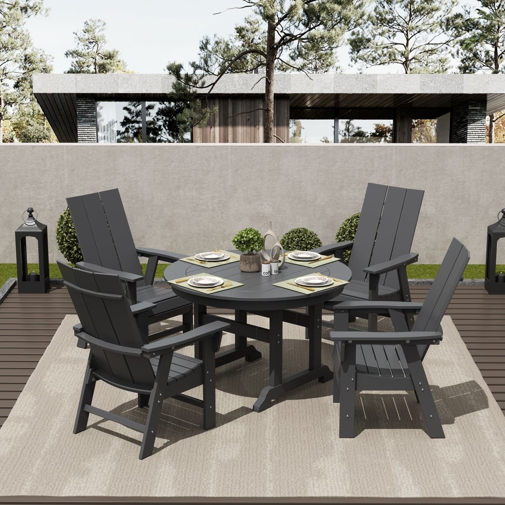 Shoreside 5-Piece Square Poly Eco-Friendly All Weather Outdoor Dining Set with Armchairs