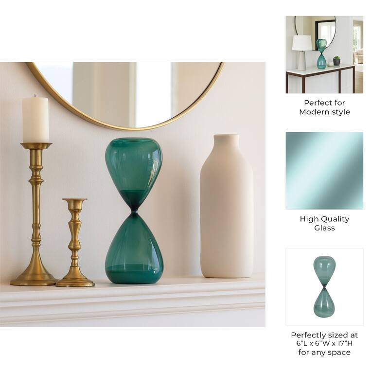 Modern Glass Hourglass Sculpture - Home Decor