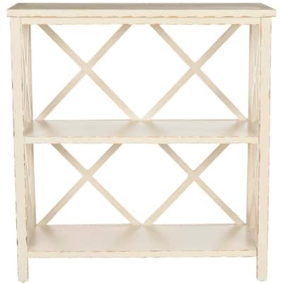 SAFAVIEH Fikreta Distressed Ivory Bookcase - 33.5" x 13.5" x 35.6" - 33.5" x 13.5" x 35.6" - 34Wx14Dx36H