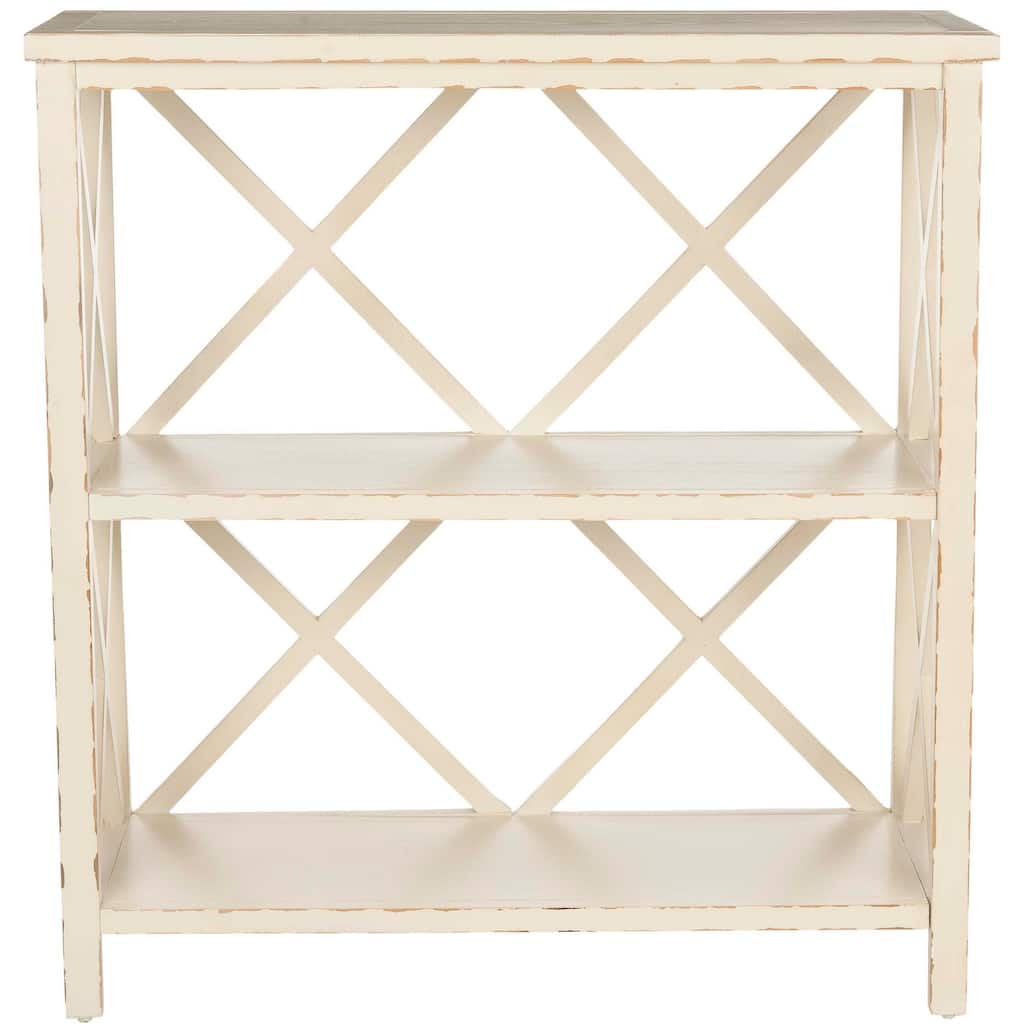 SAFAVIEH Fikreta Distressed Ivory Bookcase - 33.5" x 13.5" x 35.6" - 33.5" x 13.5" x 35.6" - 34Wx14Dx36H