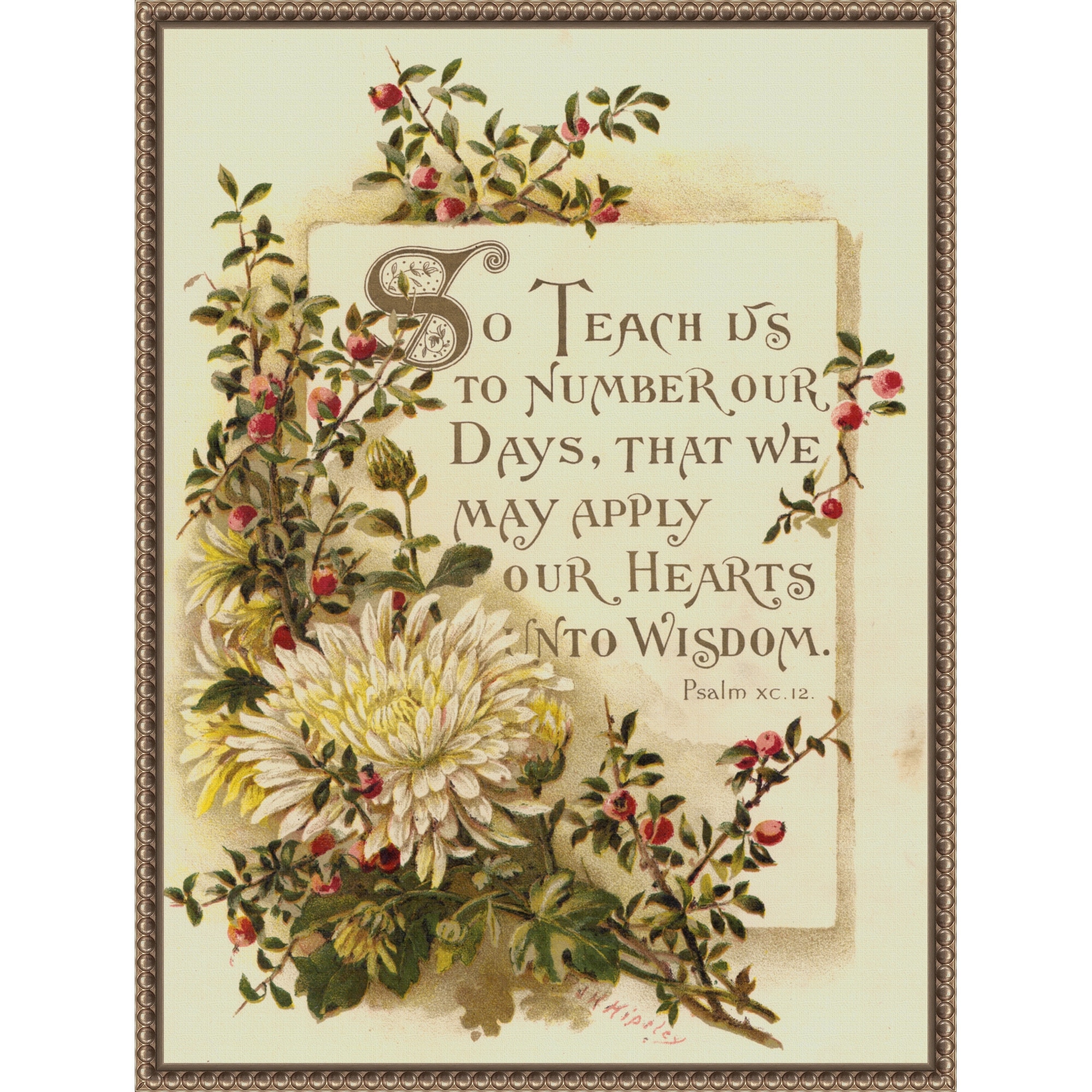 Psalm 90 12 Scripture by English School Framed Canvas Wall Art Print