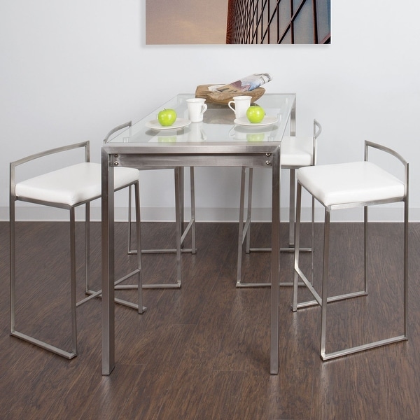 Porch & Den Sky Ranch Stainless Steel/ Glass 5-piece Counter Height Dining Set. Opens flyout.