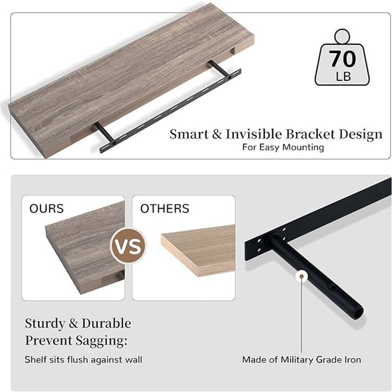 Floating Shelves - 2 Pack 9 Inch - 9"D x 24"W x 1.6"H