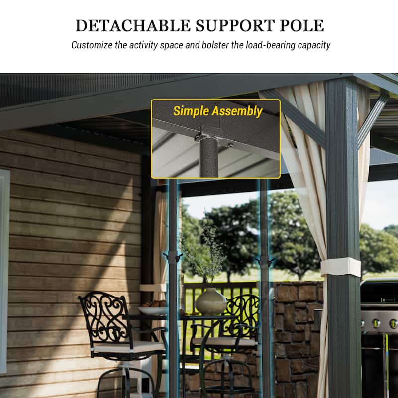 Wall-Mounted Hardtop Gazebo with Aluminum Frame