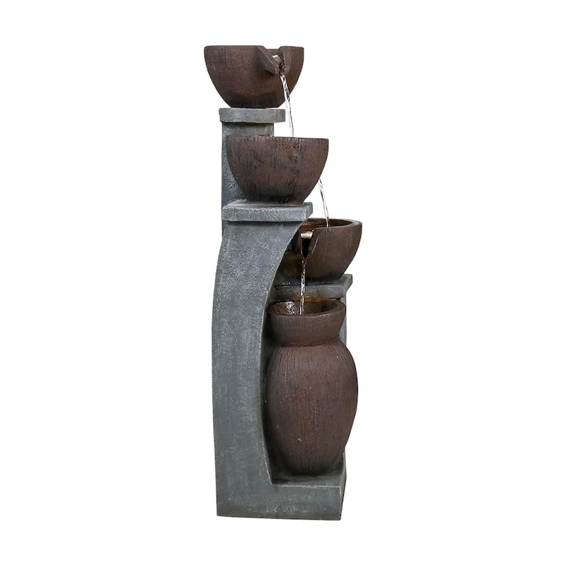 32.8-Inch Floor Standing Waterfall Fountains for Garden, Patio, Deck