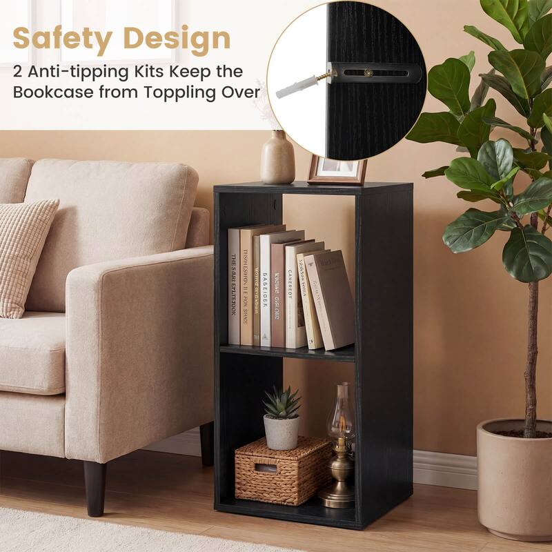 Costway 2/3-Cube Bookcase Open Back Bookshelf with Anti-tip Kit Modern