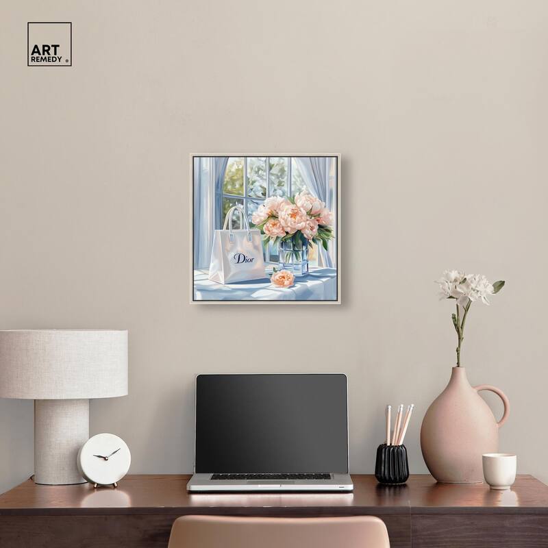 Bag and Peonies Canvas by Art Remedy