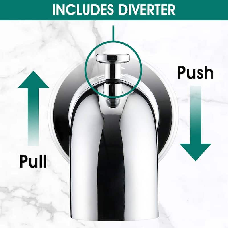 6.22 in. Slip-On Tub Spout/Bathtub Faucet with Diverter 1/2 Inch Slip Fit Connection
