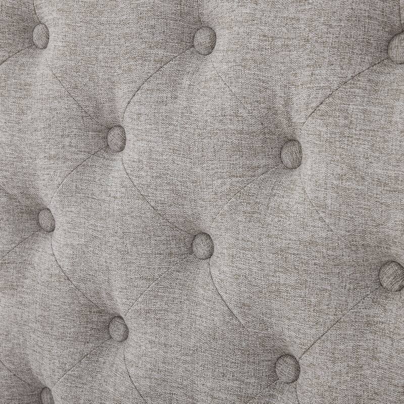 Christopher Knight Home - Aveline Modern Upholstered Platform Bed with Curved Back Headboard and Button Tufted Design