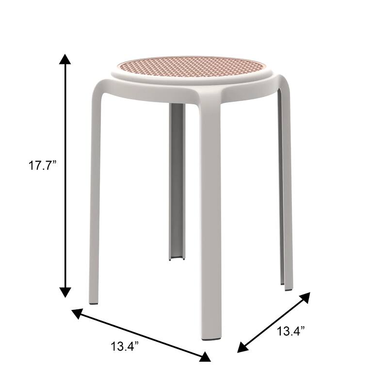 Tresse All-Weather Round Stackable Dining Stool with Wicker-Style Seat for Indoor, Outdoor, Patio, and Kitchen Set of 2