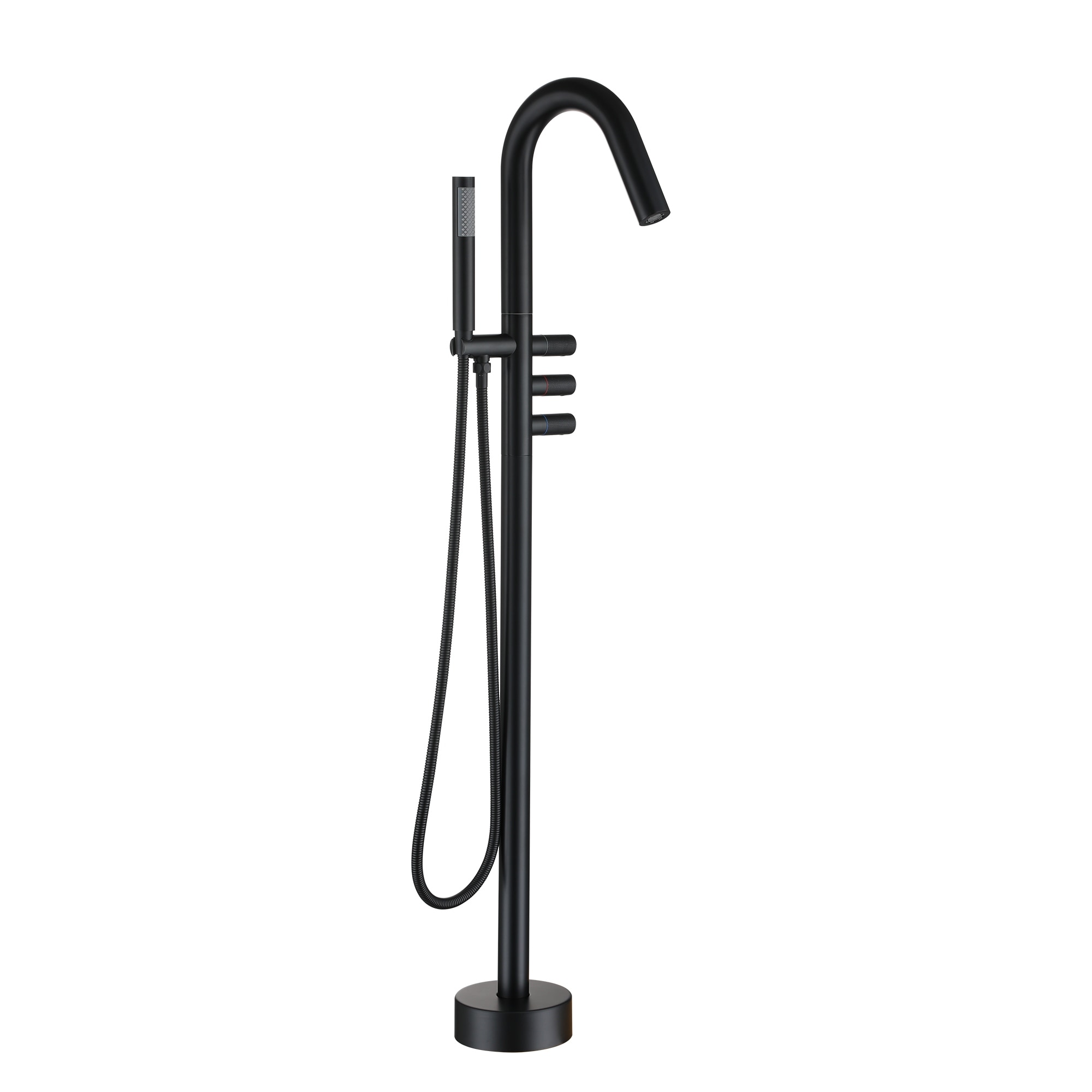 Freestanding Floor Mount 3-Handle Bath Tub Filler Faucet with Handheld Shower