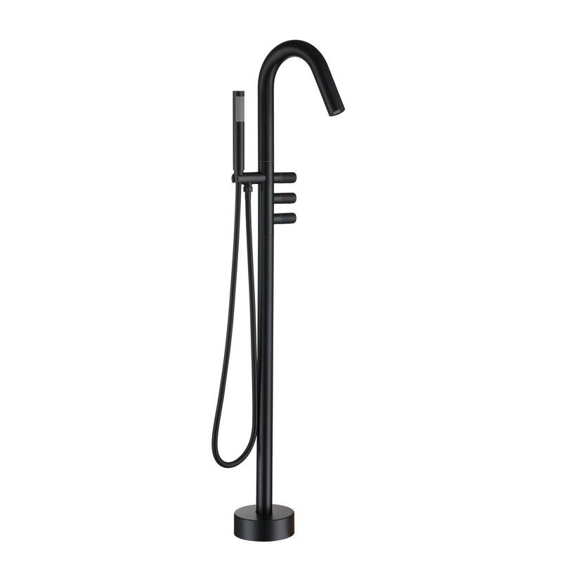 Freestanding Floor Mount 3-Handle Bath Tub Filler Faucet with Handheld Shower