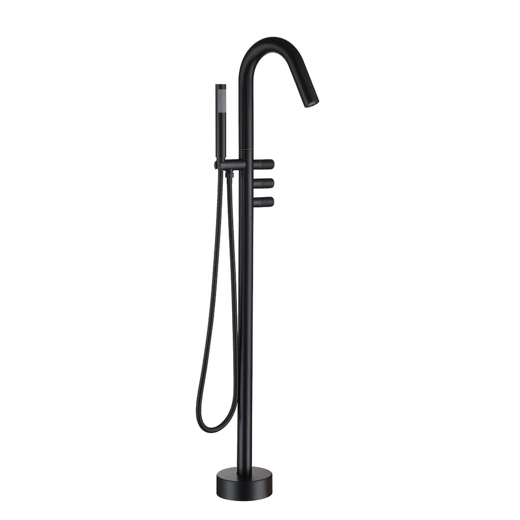 Freestanding Floor Mount 3-Handle Bath Tub Filler Faucet with Handheld Shower