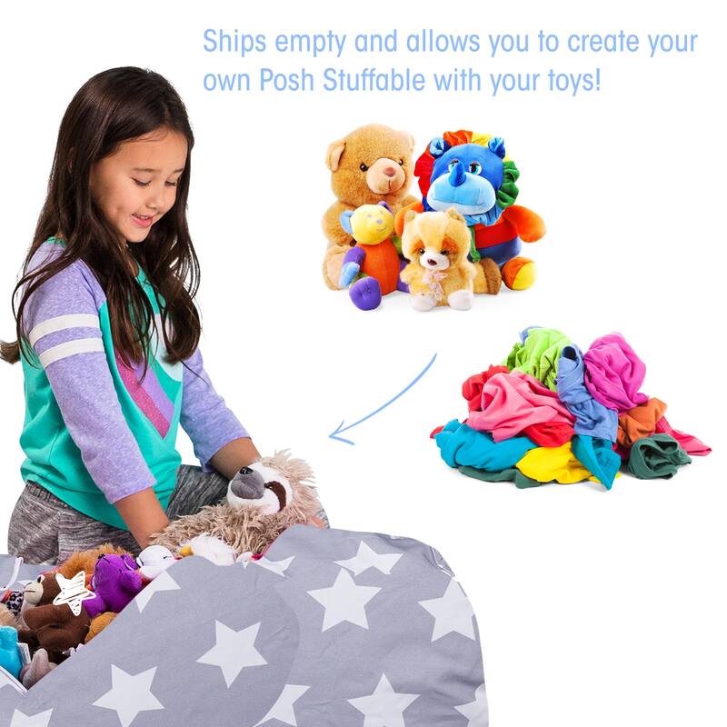 Kids Bean Bag Chair Cover Stuffed Animal Storage or Toy Organizer