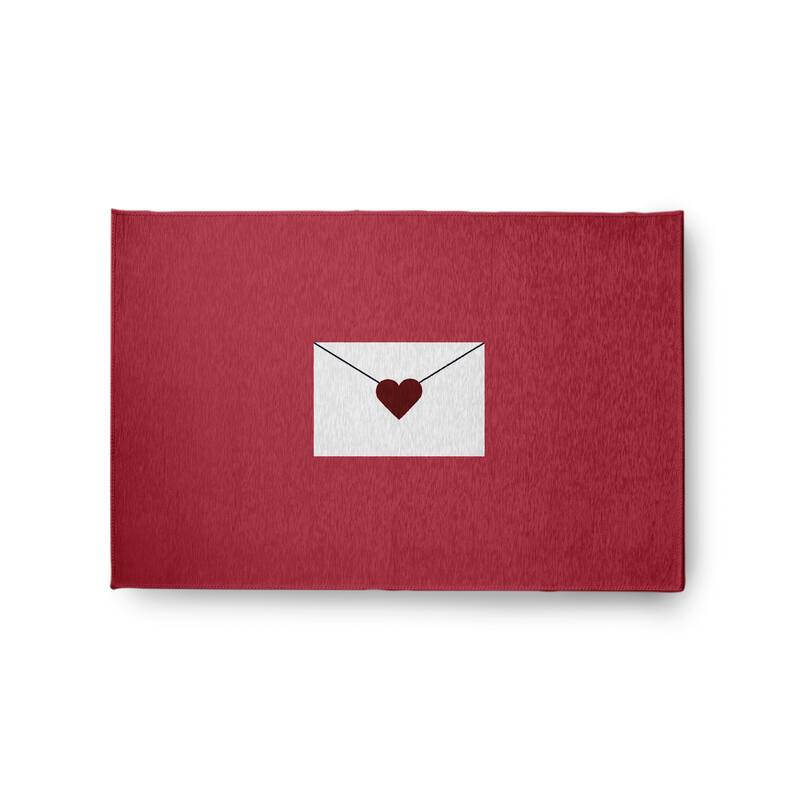 Love Letter Valentines Chenille Rug - Maroon - 2' x 3'