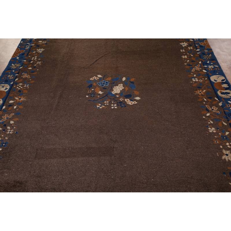 Vegetable Dye Art Deco Nichols Chinese Rug Handmade Wool Carpet - 8'1" x 9'10"