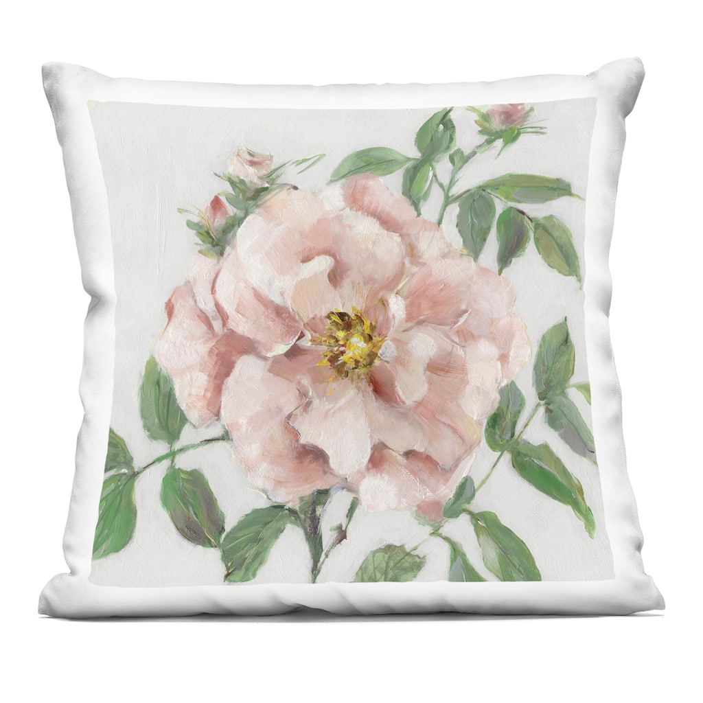 Stupell Traditional Single Pink Blossom Decorative Printed Throw Pillow Design by Sally Swatland