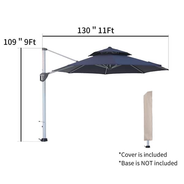11 ft. Octagon Cantilever Patio Umbrellas Adjustable 5 Angle Outdoor ...