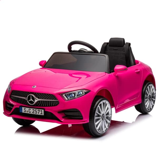 slide 2 of 20, 12V Kids Ride-On Mercedes with Four-Wheel Suspension, LED Lights and Music Pink