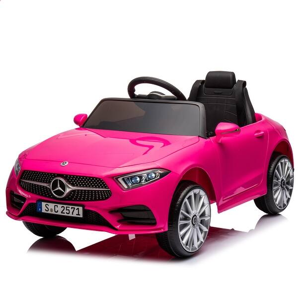 slide 2 of 20, Kids Licensed Ride On Car, 12V Mercedes-Benz CLS 350, Four-Wheel Suspension, USB/SD Music Pink