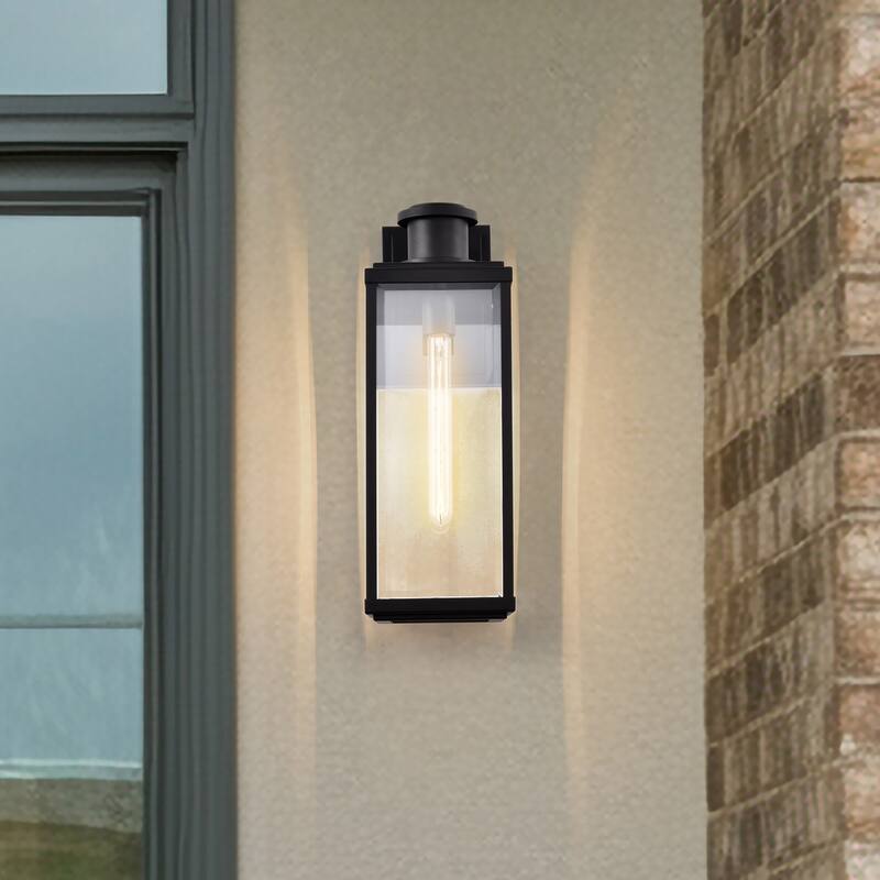 Luca Large Outdoor Lantern Sand Black Finish Clear Beveled Glass - Sand Black