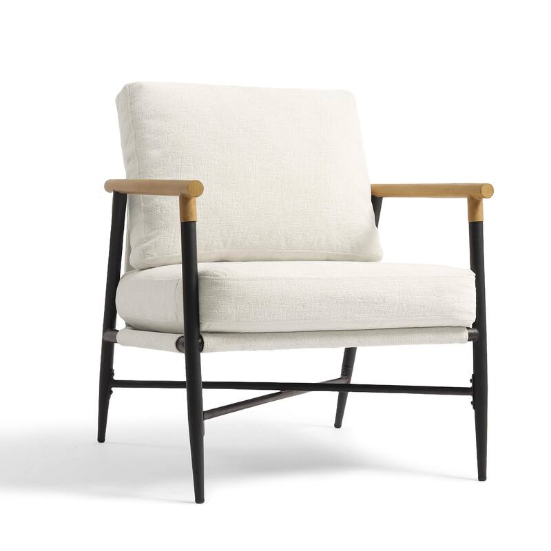 Industrial Upholstered Accent Chair Club Chair with Metal Frame