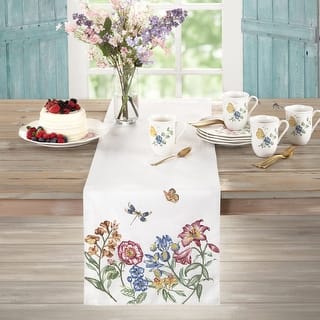 Lenox Butterfly Meadow Garden Embroidered Runner - 14x72