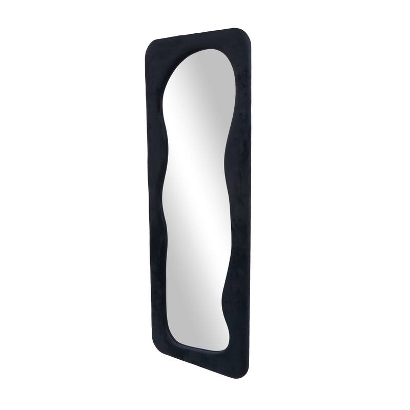 Black or White Velvet Wavy Room Floor Mirror