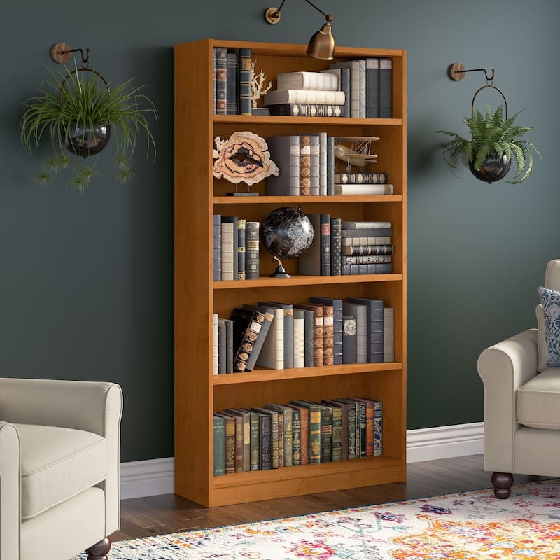 Universal Tall 5 Shelf Bookcase Storage by Bush Furniture - Natural Cherry