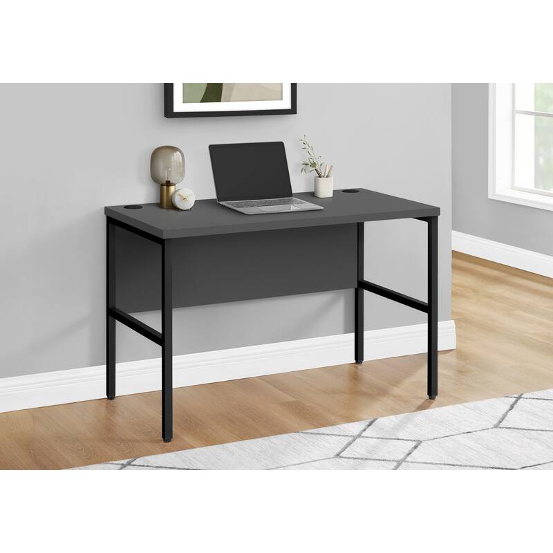 48-Inch Modern Computer Desk with Scratch-Resistant Grey Laminate Top and Cable Management for Home or Office