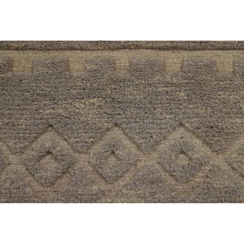 Gray Moroccan Oriental Area Rug Hand-Knotted Wool Carpet - 5'8" x 8'3"