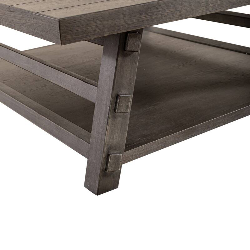 Modern Farmhouse Dusty Charcoal Distressed Oversized Square Cocktail Table