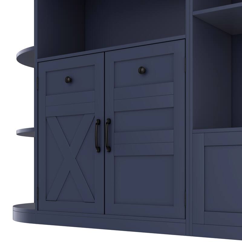 Roomfitters 2-in-1 Hall Tree and Storage Cabinet with Hooks and Shelves, Detachable Entryway Organizer for Living Room