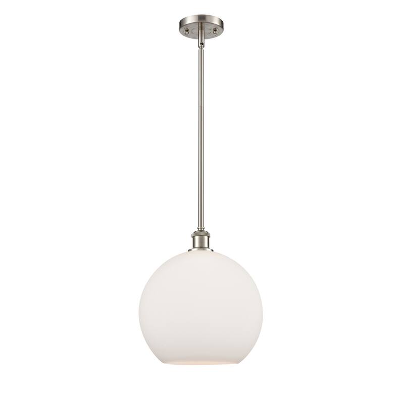 Innovations Lighting Athens 1 Light 12" Mini Pendant - Matte White/Brushed Satin Nickel