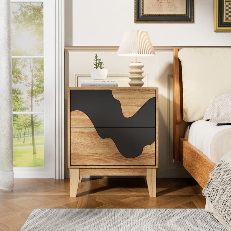 2 Drawer Dresser End Table Bedside Furniture 2 Set Nightstand - 1 PCS