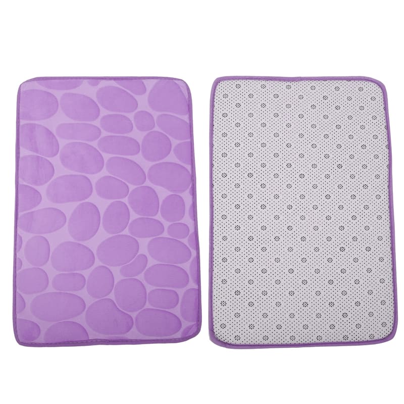 Non-Slip Bathroom Rugs, Polyester Bath Mat, Machine Washable Purple Cobblestone Pattern 23.62"x15.75"