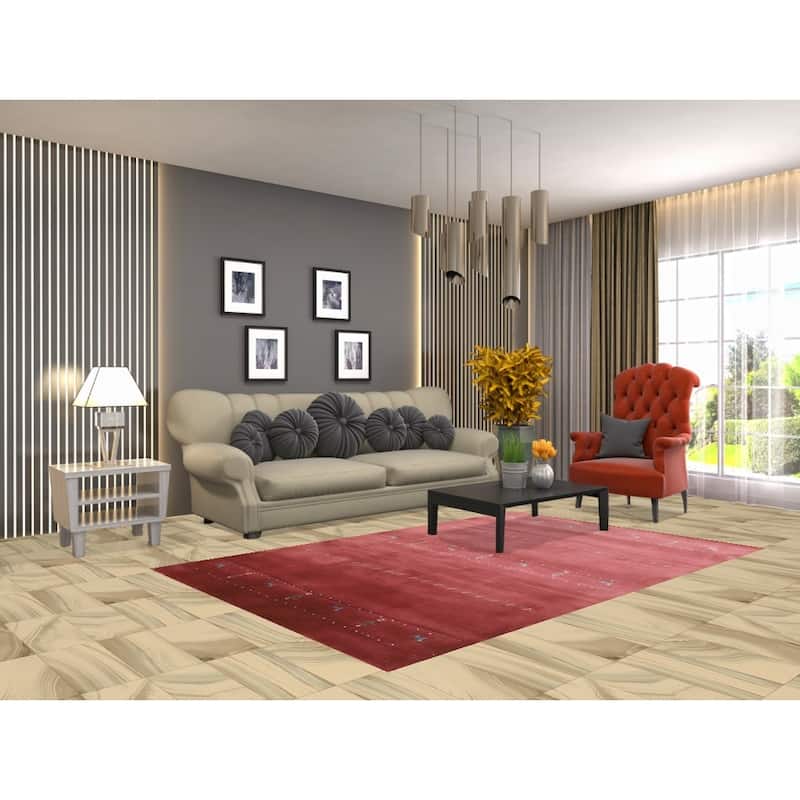 Hand Knotted Oriental 100% Wool Carpet Tribal Animal Pictorial Red Gabbeh Area Rug - 7' 7'' X 4' 11''