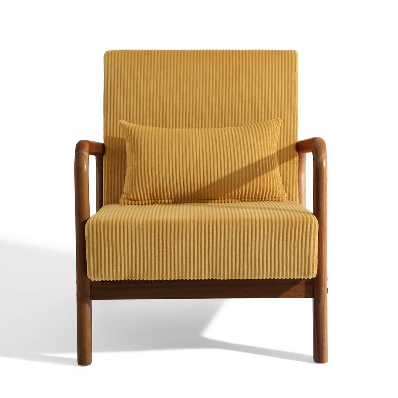 Uixe Mid Century Solid Wood Upholstered Corduroy Accent Chair