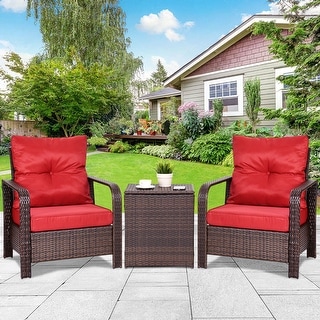 Costway 3pcs Rattan Wicker Patio Bistro Furniture Set Chairs Costway 3pcs Rattan Wicker Patio Bistro Furniture Set Chairs Storage Table W Cushion New Free Shipping Today 23140220