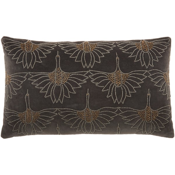 Mina Victory Sofia Modern Art Deco Beaded Floral Lumbar Throw Pillow 12 X 20 Overstock 32078092