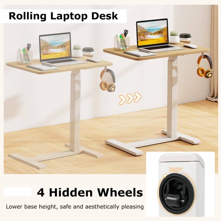 Engineered Wood Mobile Standing Desk with Adjustable Height