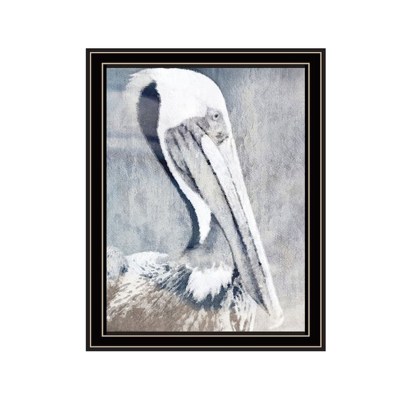 TrendyDecor4U Contemporary "A Pelicans Waits for Food" Framed Print Wall Art - Black