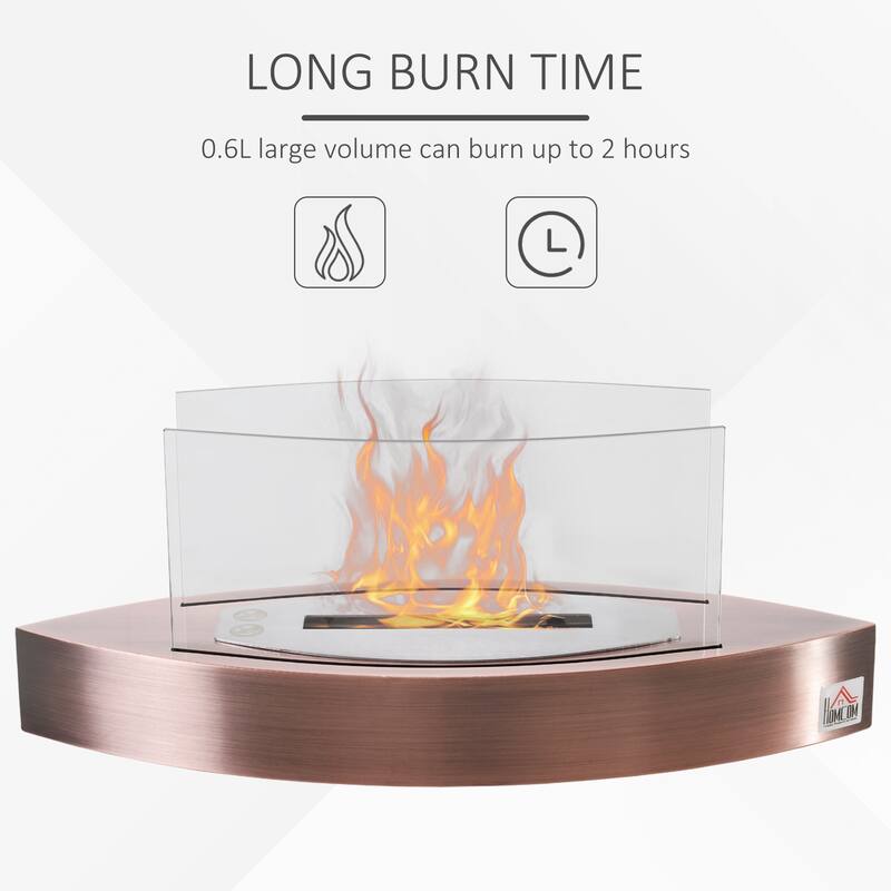 HOMCOM Tabletop Fire Pit Bowl Centerpiece Table Decoration with Glass Walls - N/A