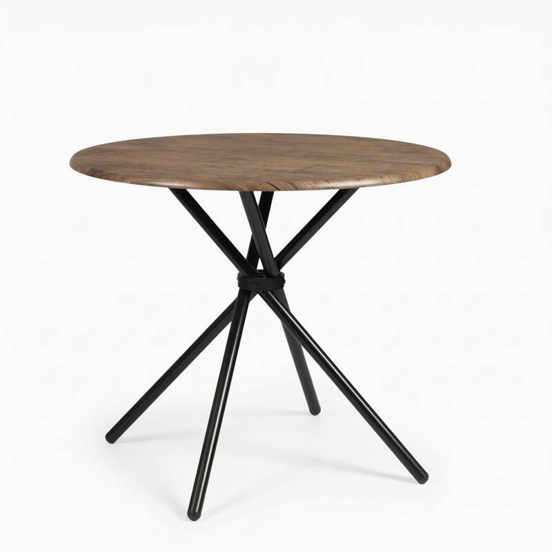 FurnitureR 31.5" Round Bistro Dining Table with Metal Pedestal Base for Kitchen Cafe