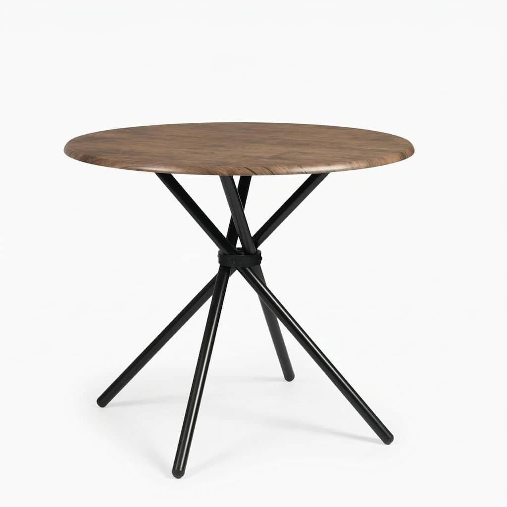 FurnitureR 31.5" Round Bistro Dining Table with Metal Pedestal Base for Kitchen Cafe