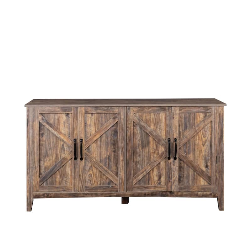 Cabinet with 4 Doors and 4 open shelgves,Freestanding Sideboard Storage Cabinet Entryway Floor Cabinet