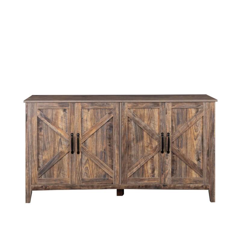 Sideboard Storage Buffet Coffee Bar Cabinet with Open Shelves and 4 Doors for Living Room or Dining